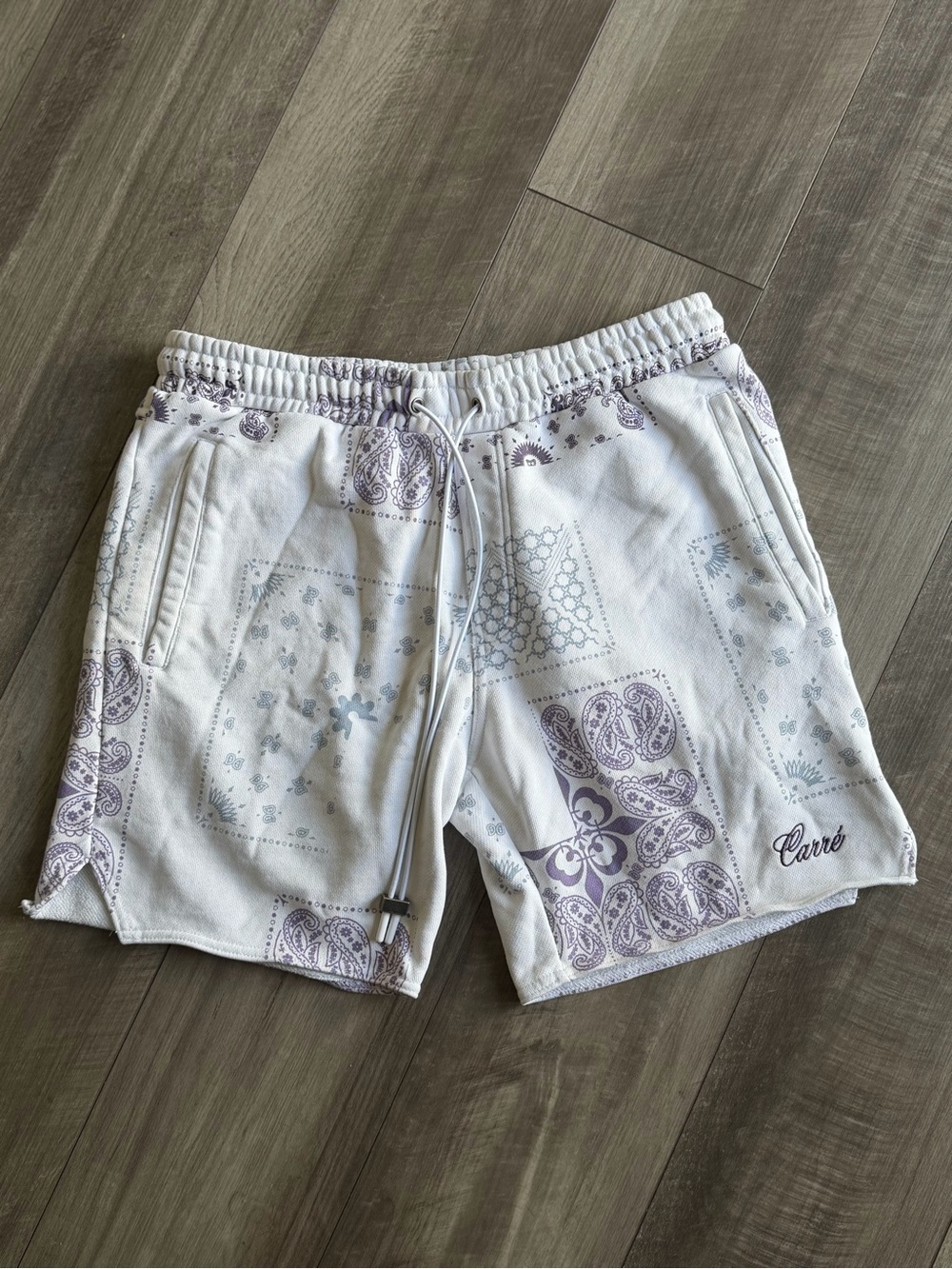 Culture Kings Carre Fragment White Paisley Shorts with Drawstring Men’s Sz M